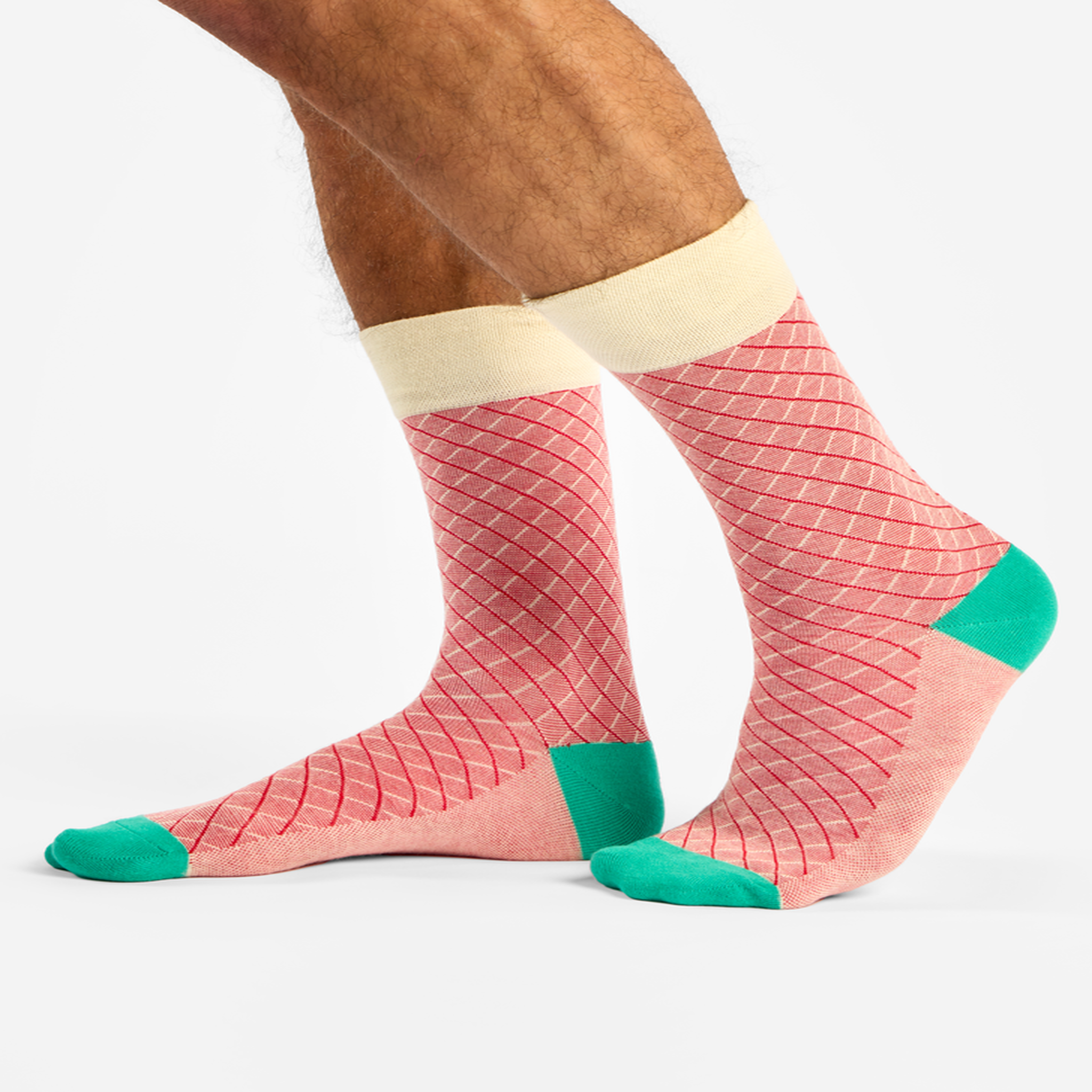 Voir la diapositive 3 : DEDOLES Chaussettes bambou jacquard turquoise et rouge