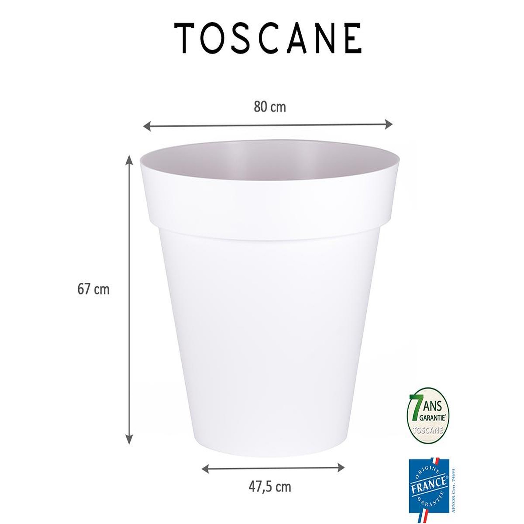 Voir la diapositive 2 : Eda Pot de fleur rond Toscane Ø 80 x H.66 cm - Blanc - Eda