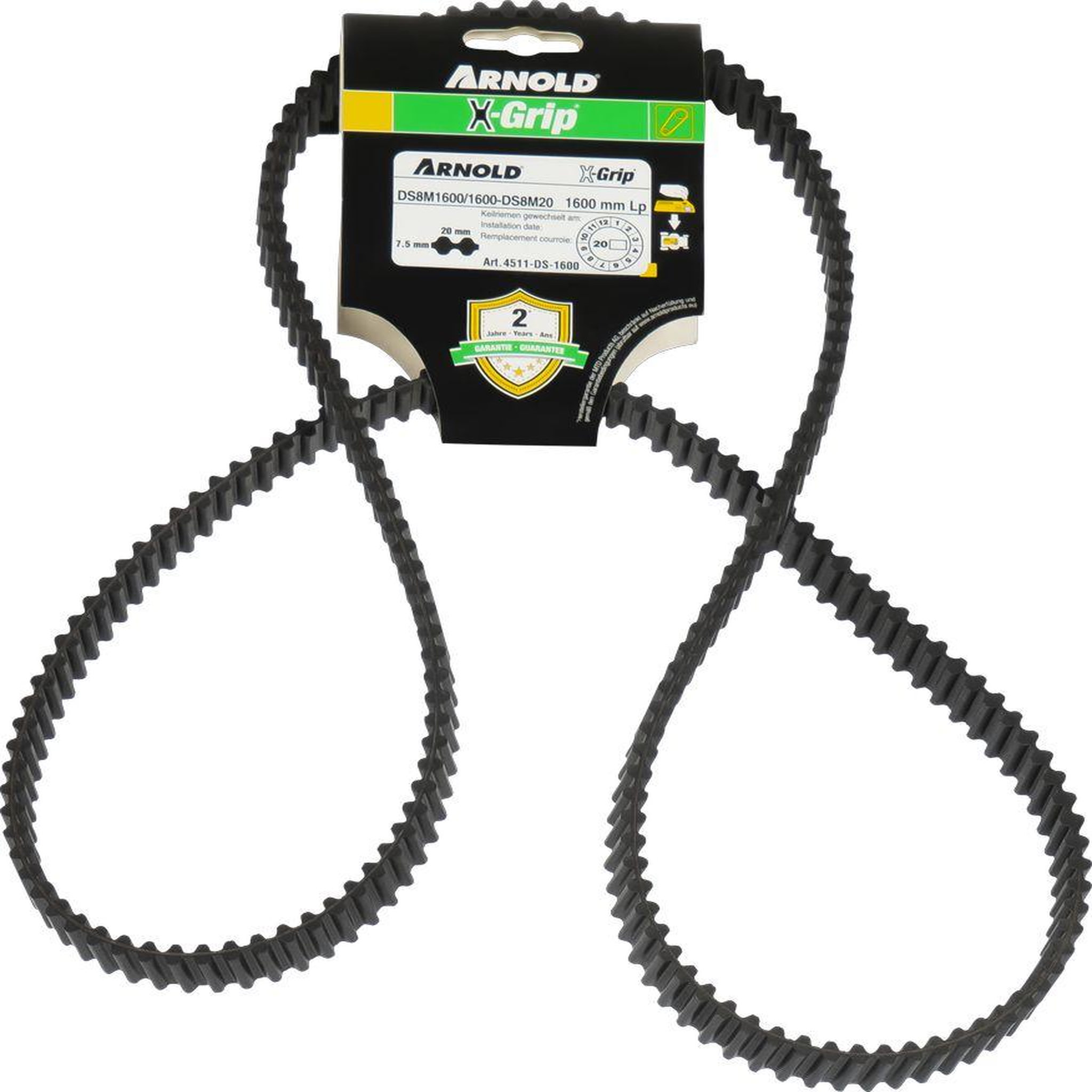 ARNOLD Courroie dentée trapézoïdale x-grip de type 20ds8m1600