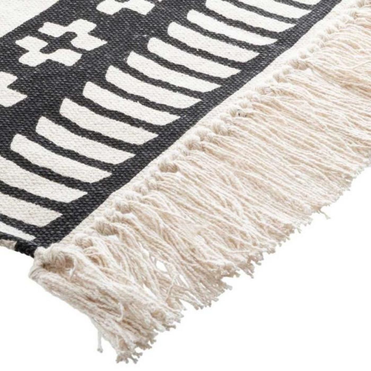 ATMOSPHERA Tapis Déco à Franges  Pailo  120x170cm Noir & Blanc