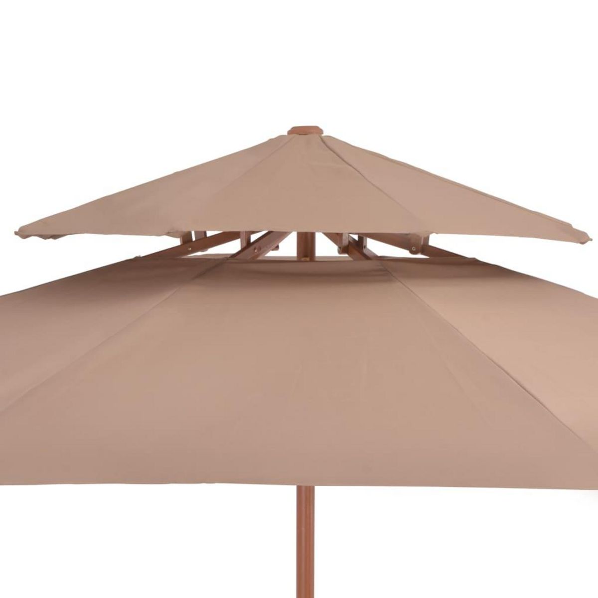 VIDAXL Parasol a deux etages avec mat en bois 270 cm taupe
