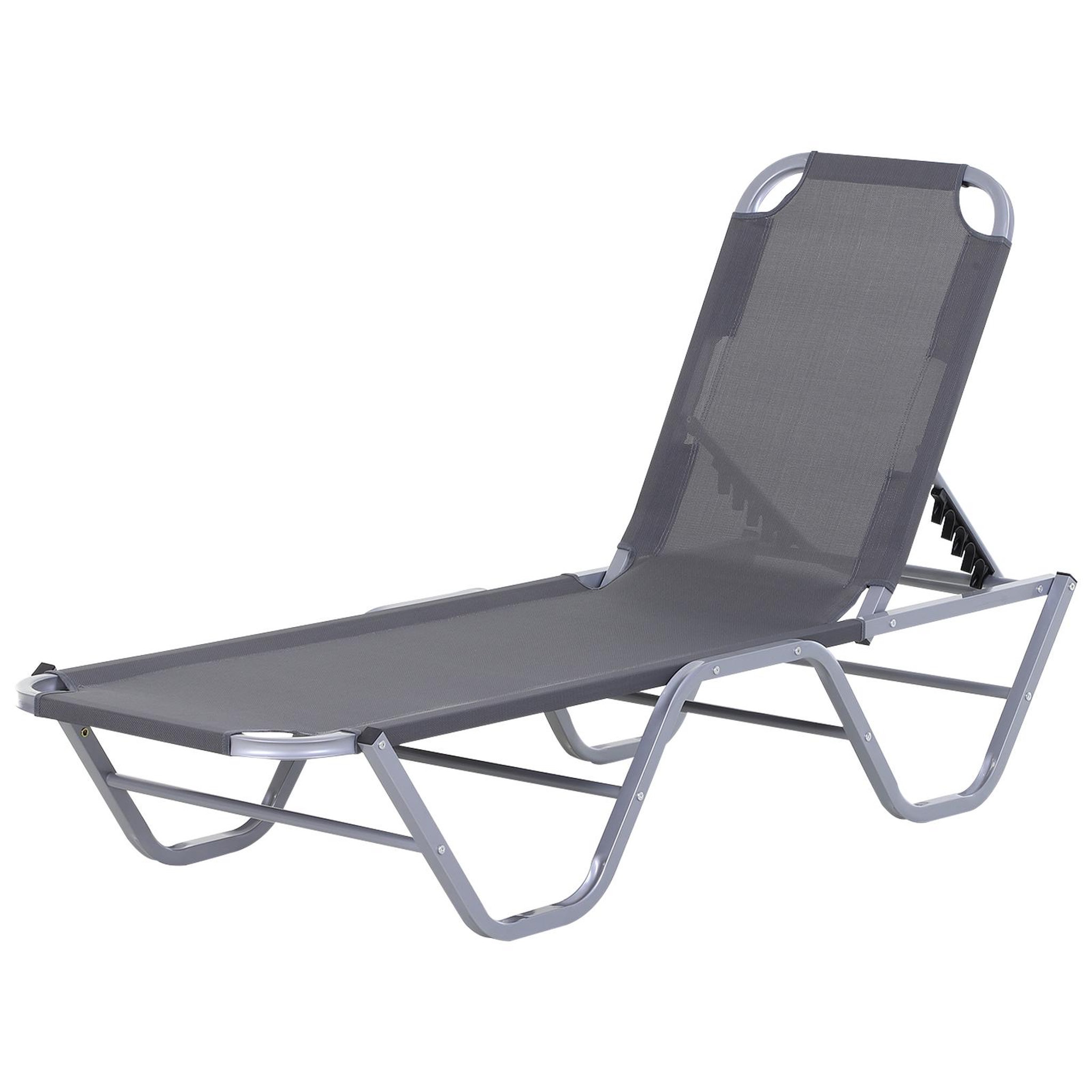 Voir la diapositive 1 : OUTSUNNY Bain de soleil transat design contemporain dossier inclinable multi-positions alu textilène gris