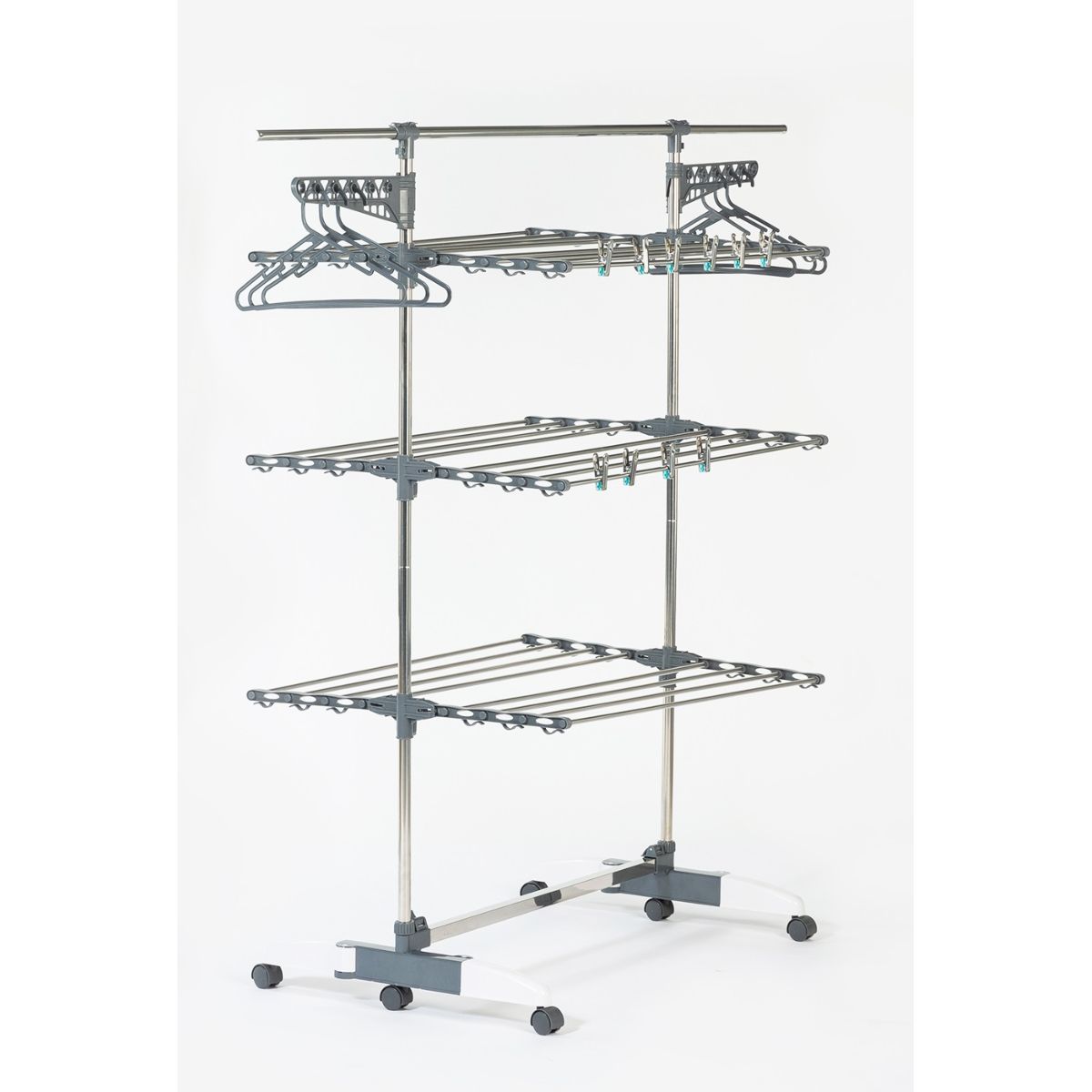 Idomya E. Séchoir Magnum avec accessoires 3 niveaux pieds larges - 30m d'étendage