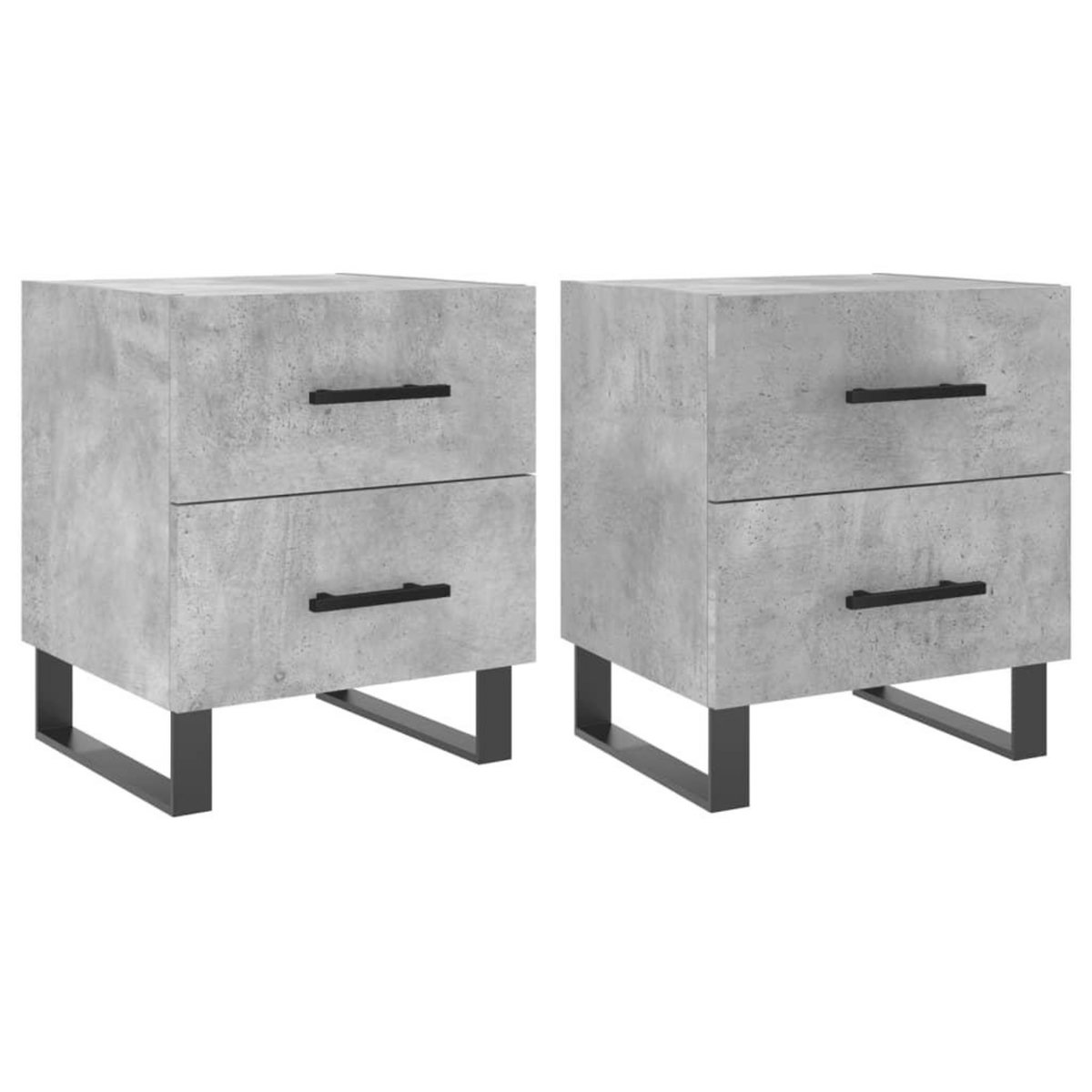 VIDAXL Tables de chevet 2pcs gris beton 40x35x47,5cm bois d'ingenierie