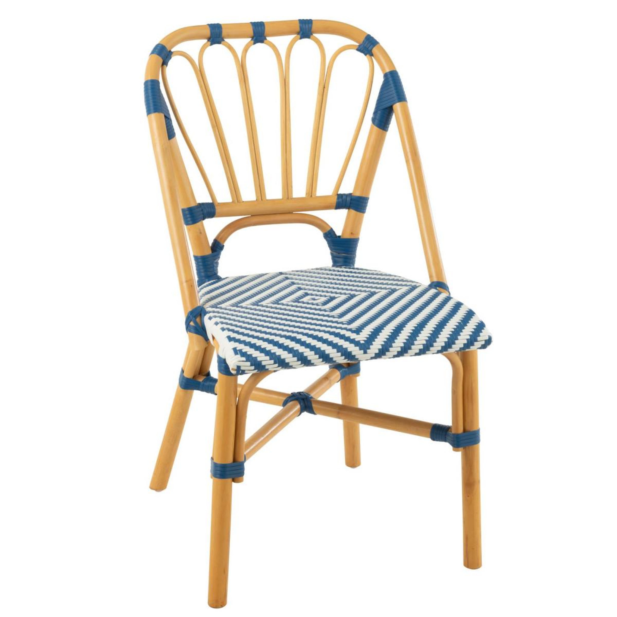 J-LINE Chaise en rotin  danial  85cm bleu