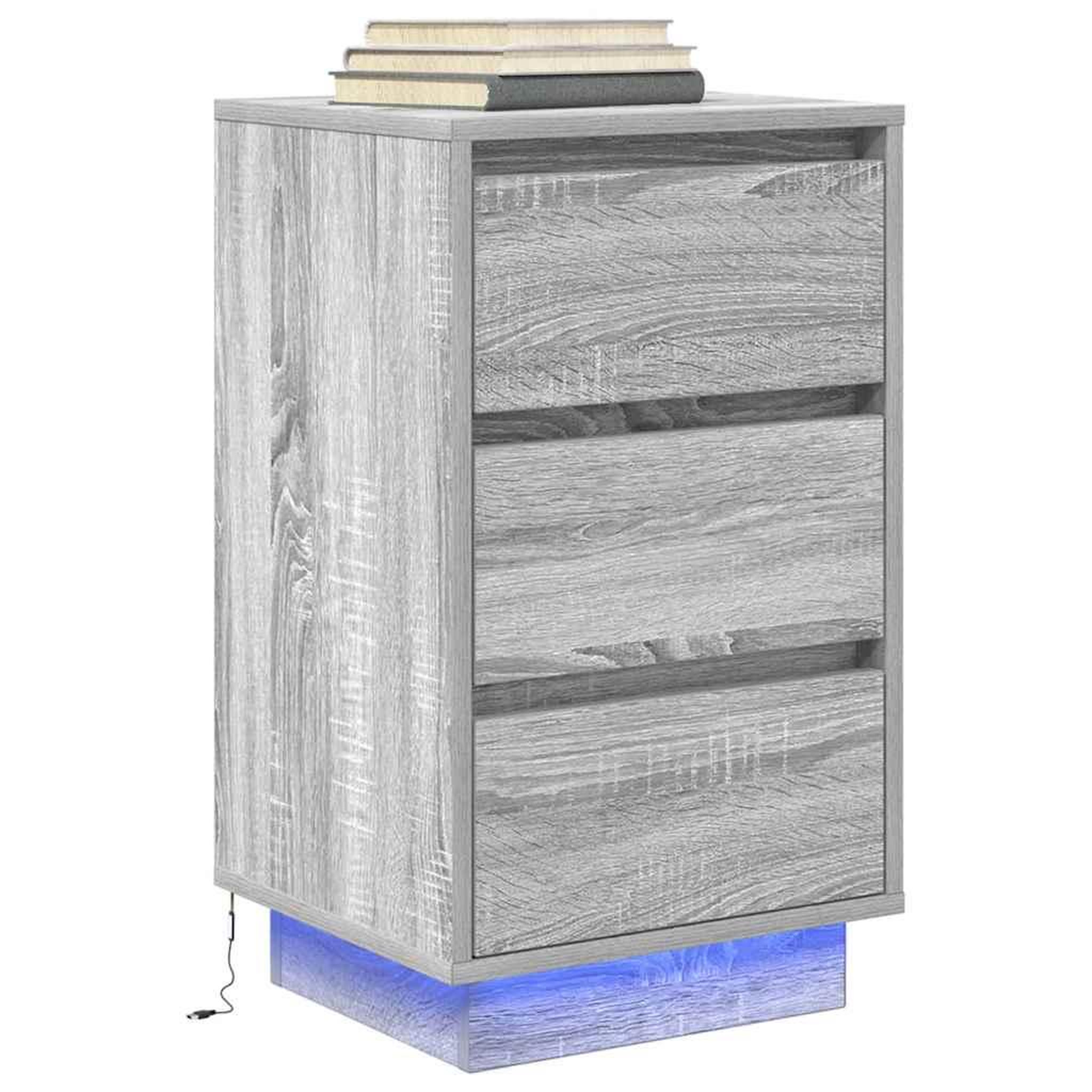 Voir la diapositive 5 : VIDAXL Table de chevet avec lumieres LED sonoma gris 38x34x65 cm