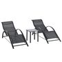 Voir la diapositive 4 : OUTSUNNY Lot de 2 bains de soleil design contemporain table basse plateau verre trempé métal époxy textilène noir