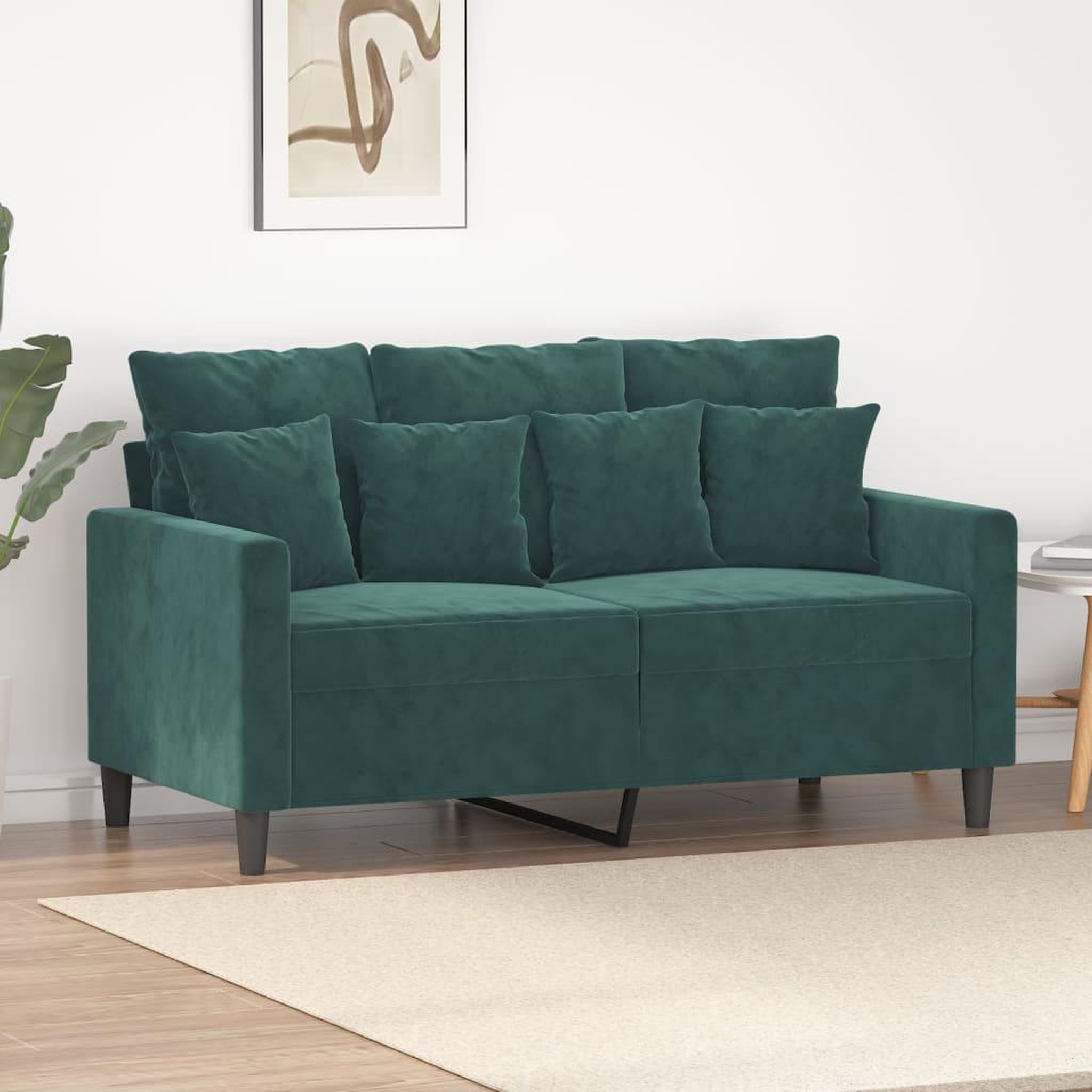 VIDAXL Canape a 2 places Vert fonce 120 cm Velours