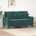 VIDAXL Canape a 2 places Vert fonce 120 cm Velours