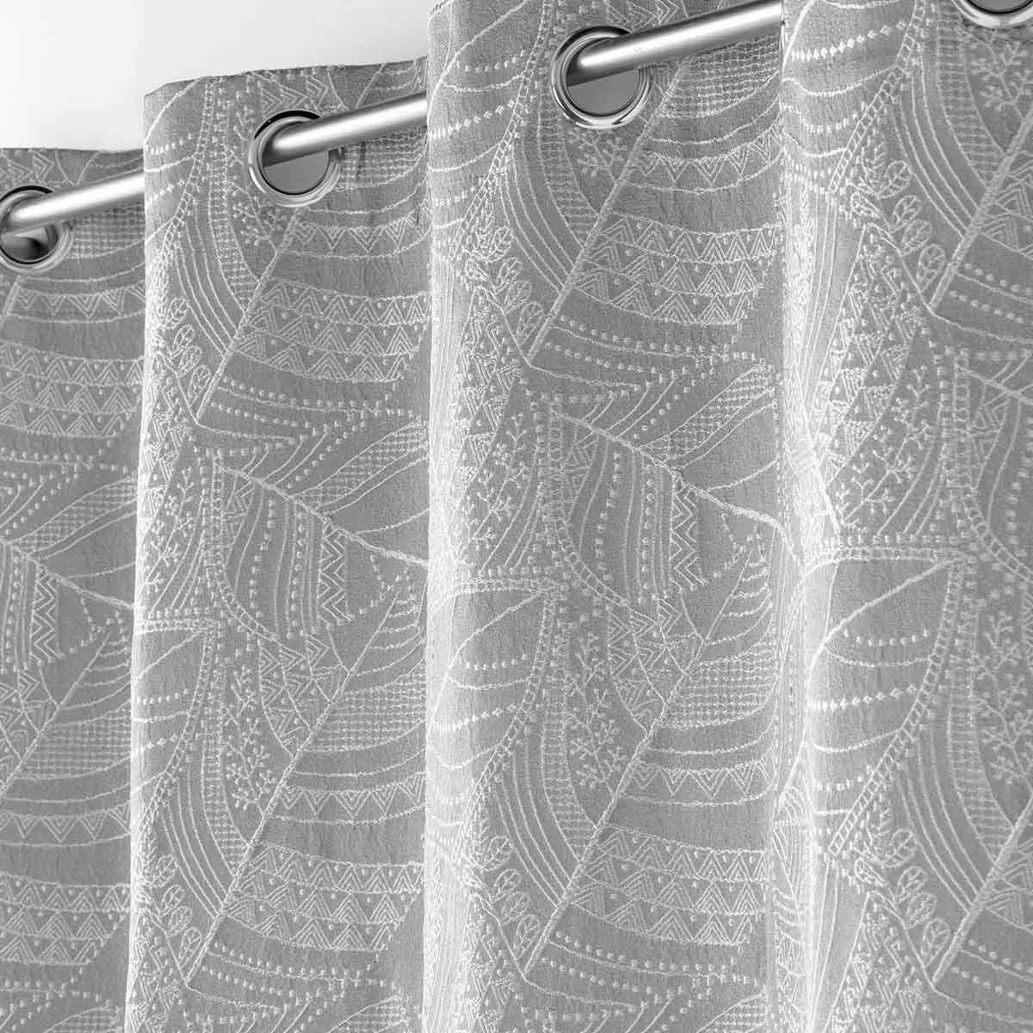 Voir la diapositive 2 : Douceur d'Intérieur Rideau à œillets jacquard  floriss  140x260cm gris