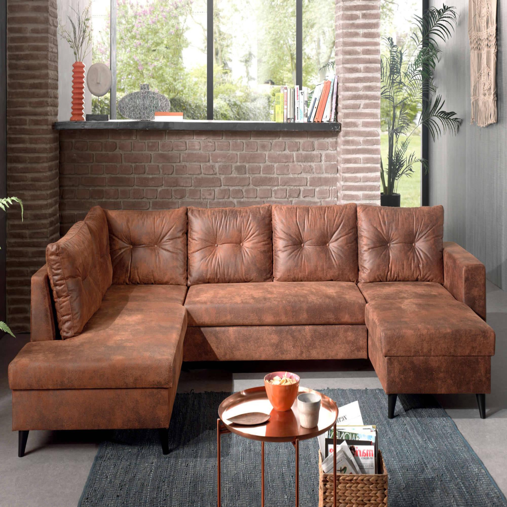 Voir la diapositive 2 : BEST MOBILIER Nordic - canapé panoramique en u - 7 places - convertible - industriel vintage - angle gauche