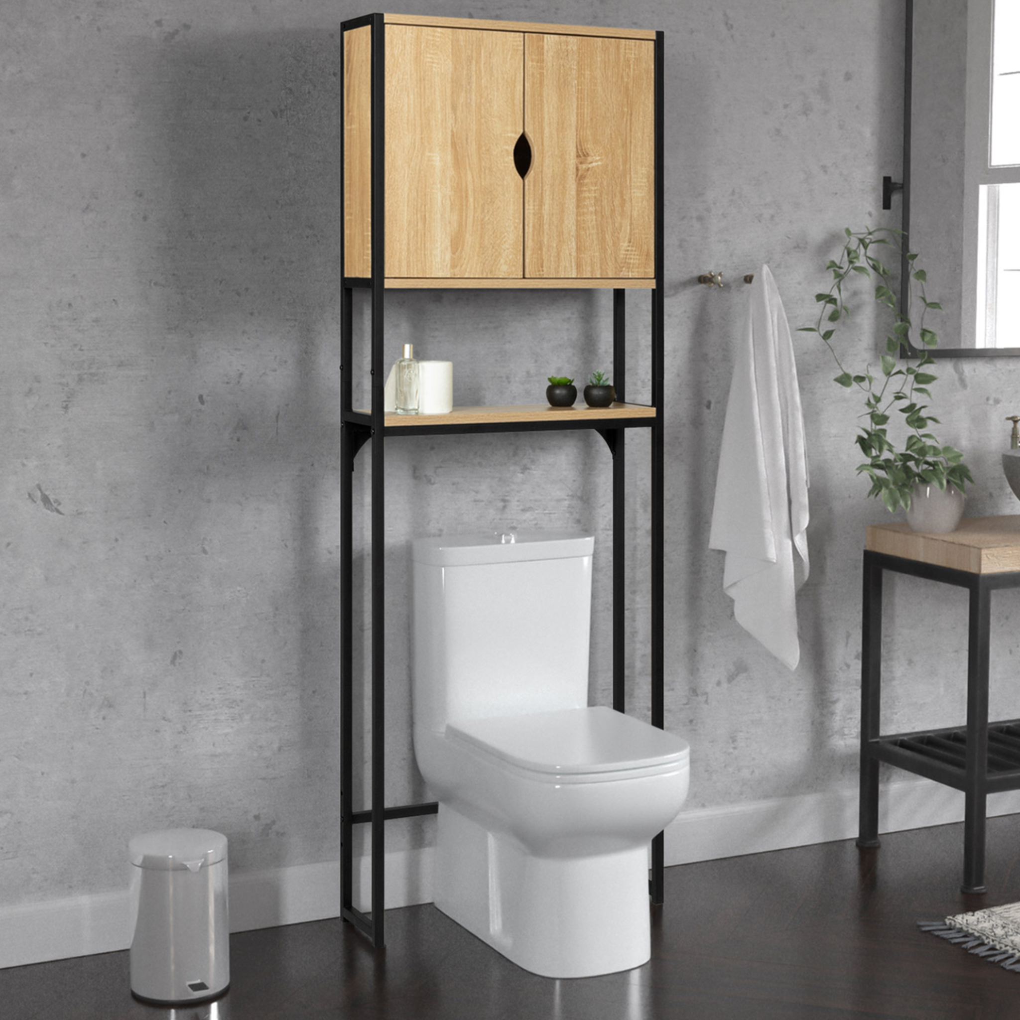 Voir la diapositive 2 : ID MARKET Meuble étagère dessus wc placard detroit design industriel