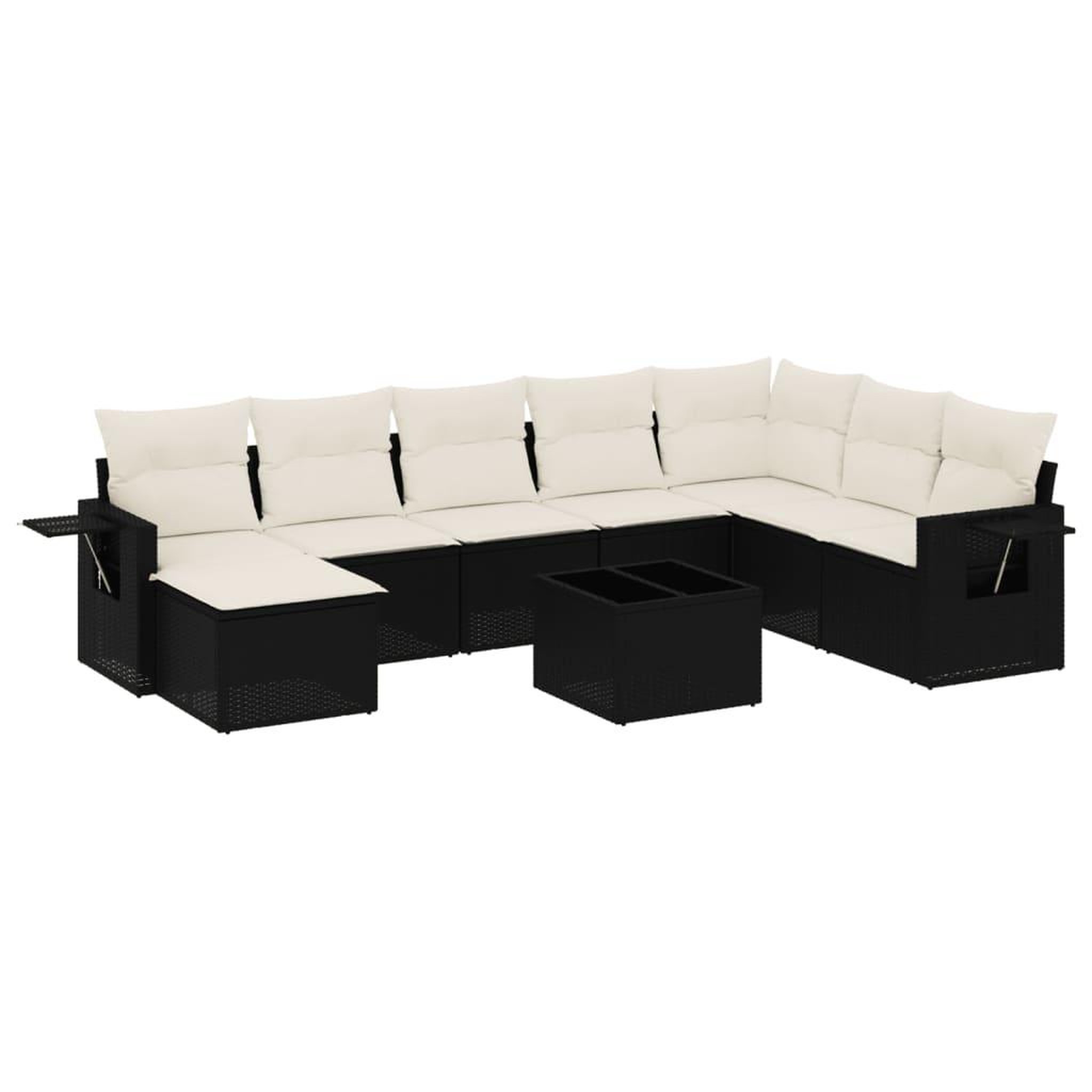 Voir la diapositive 2 : VIDAXL Salon de jardin 9 pcs avec coussins noir resine tressee