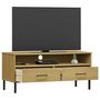 Voir la diapositive 3 : VIDAXL Meuble TV avec pieds en metal Marron Bois de pin massif OSLO
