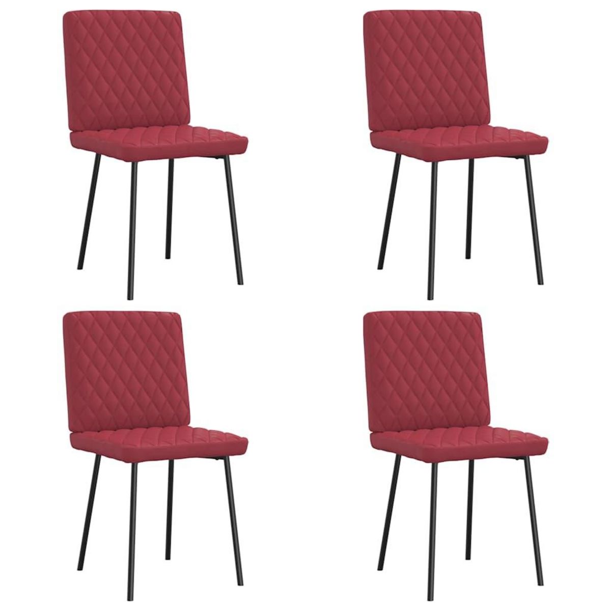 VIDAXL Chaises a manger lot de 4 rouge bordeaux similicuir