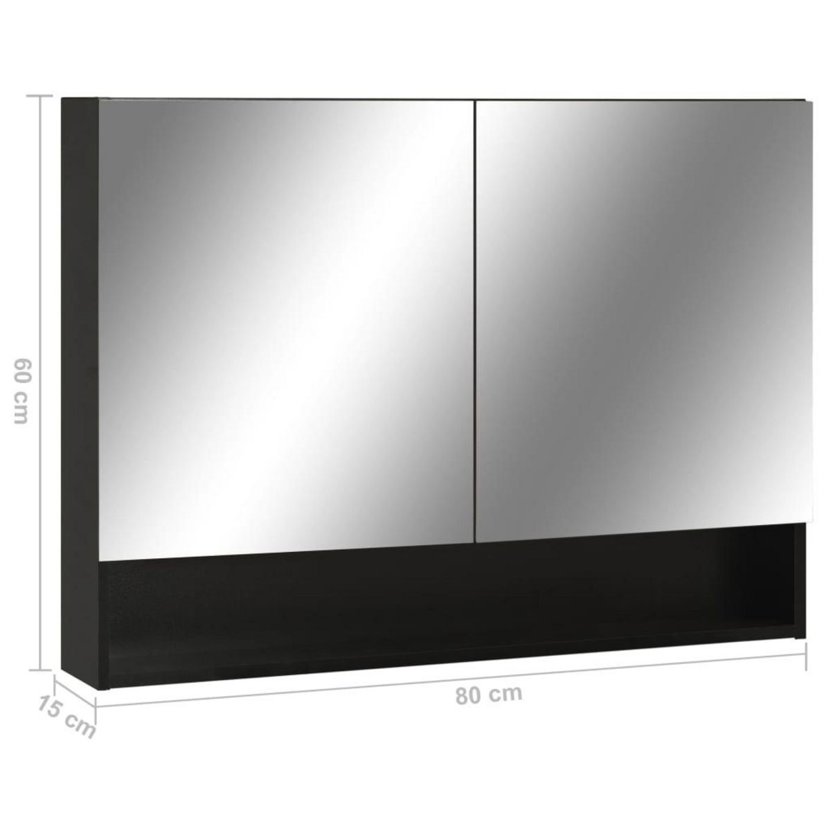 VIDAXL Armoire a miroir de salle de bain LED Noir 80x15x60 cm MDF