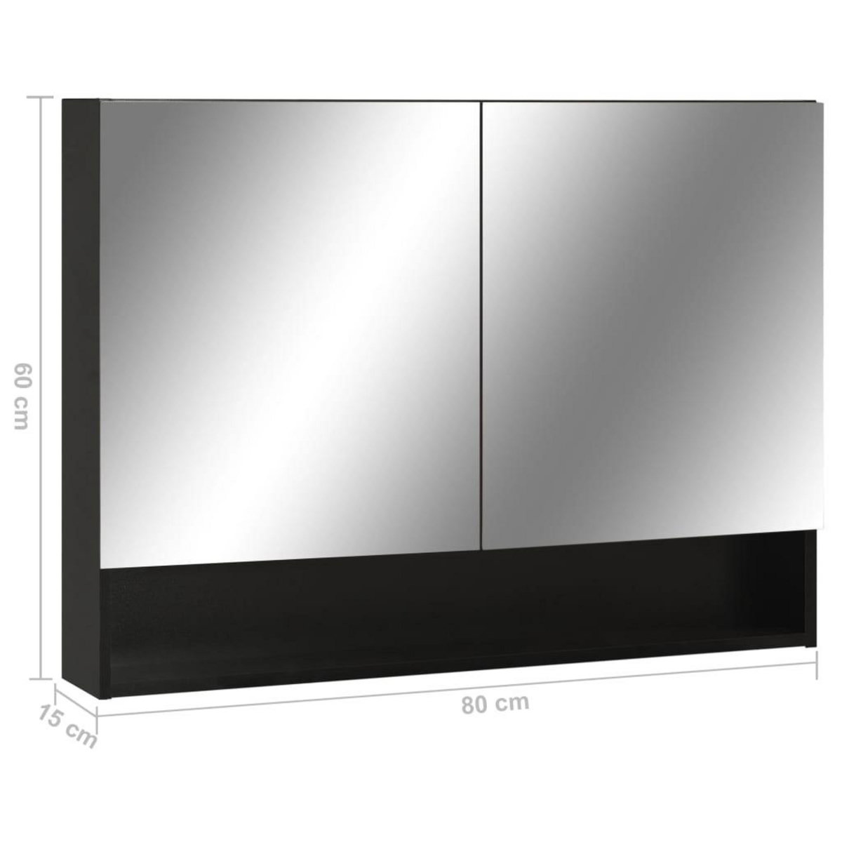 VIDAXL Armoire a miroir de salle de bain LED Noir 80x15x60 cm MDF