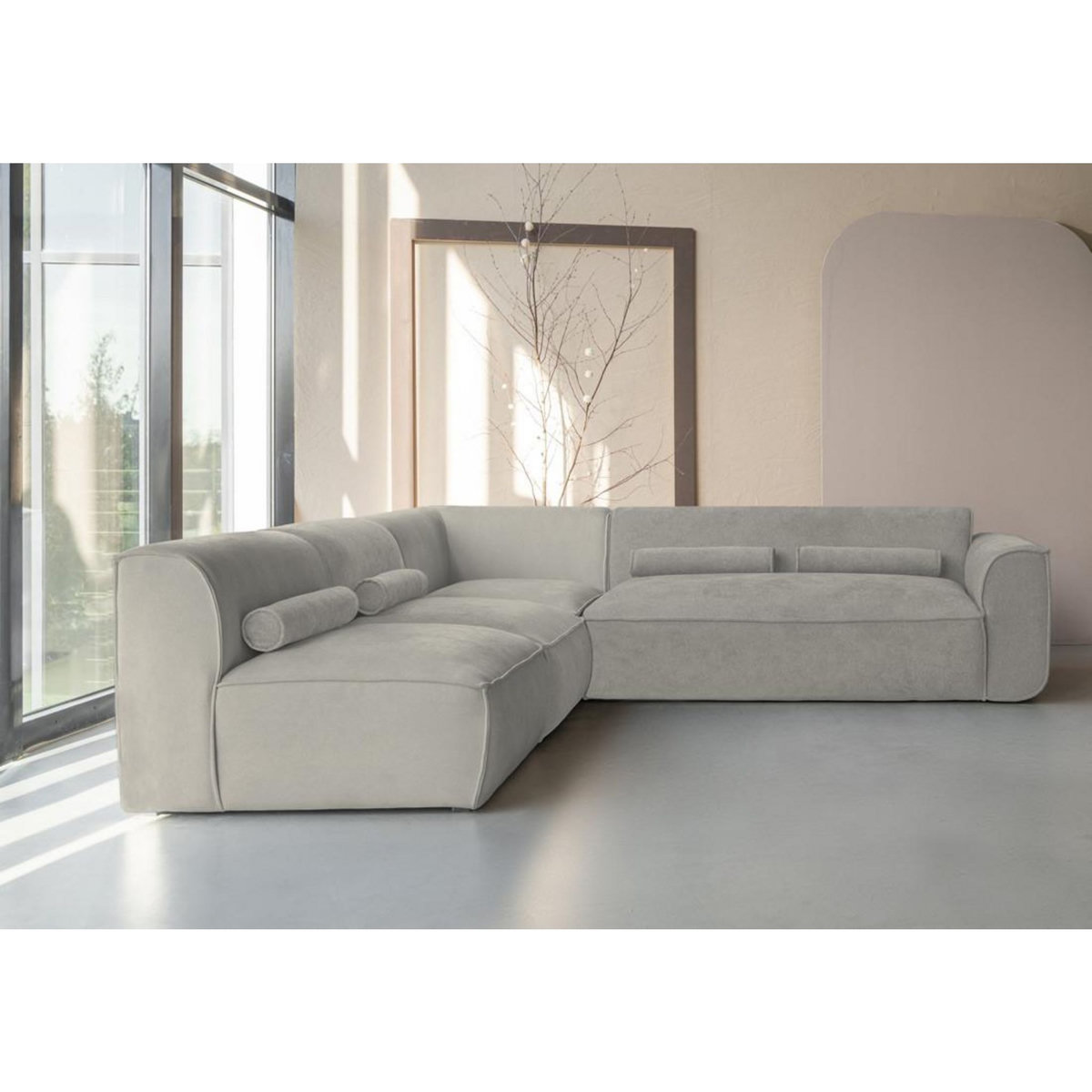 BEST MOBILIER Felix - canapé modulable d'angle gauche 5 places en tissu texturé