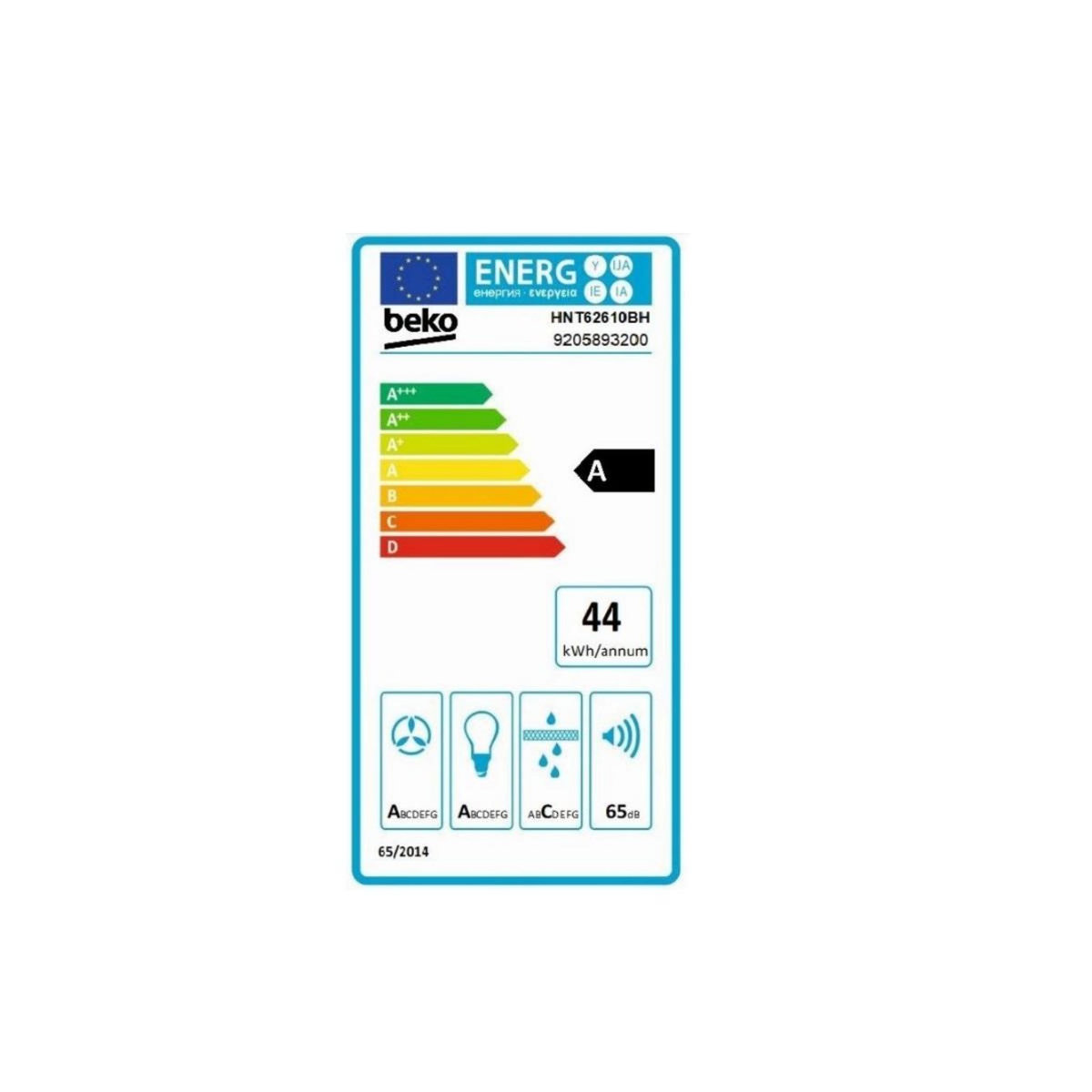 Beko Hotte télescopique 60cm 648m³/h noir - HNT62610BH