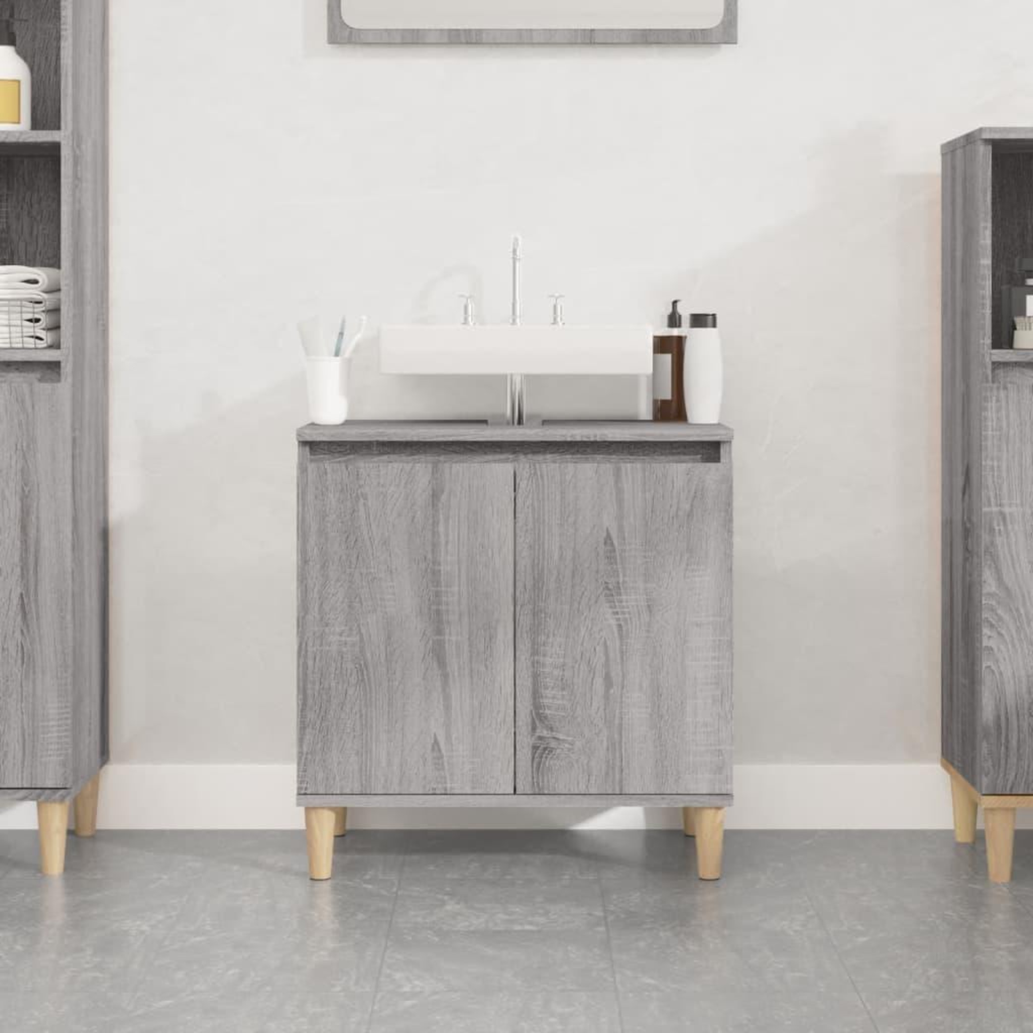 Voir la diapositive 1 : VIDAXL Meuble d'evier sonoma gris 58x33x60 cm bois d'ingenierie