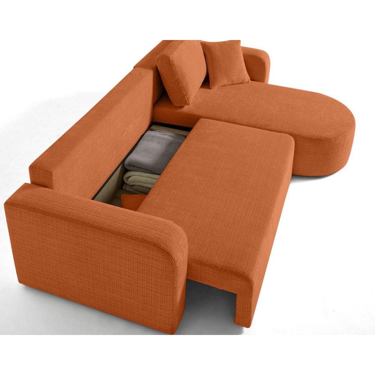 BEST MOBILIER Miro - canapé d'angle réversible - 4 places - convertible avec coffre - en velours texturé