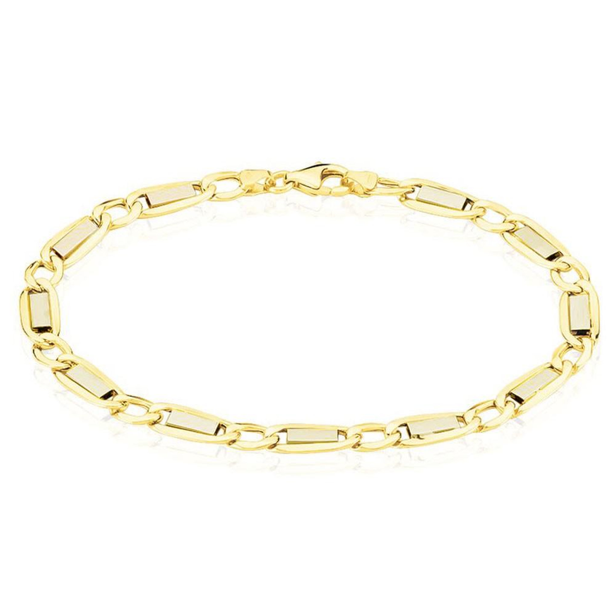 L'ATELIER D'AZUR Bracelet Or Jaune Maille Alternée 1+1 - Homme