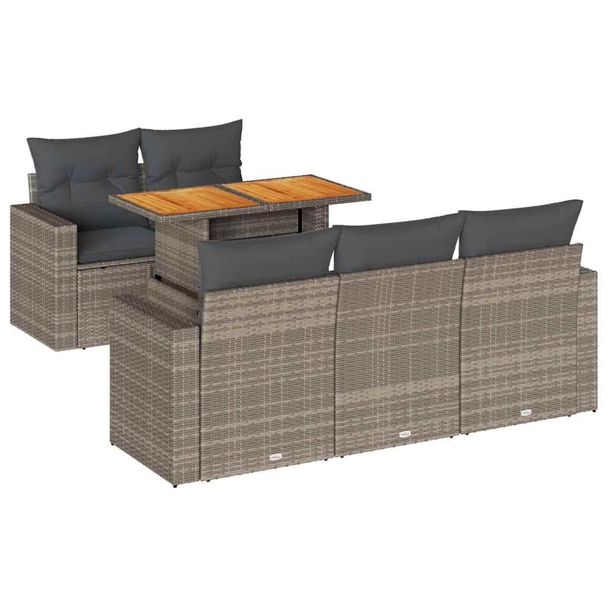 Voir la diapositive 2 : VIDAXL Salon de jardin 6 pcs avec coussins gris resine tressee