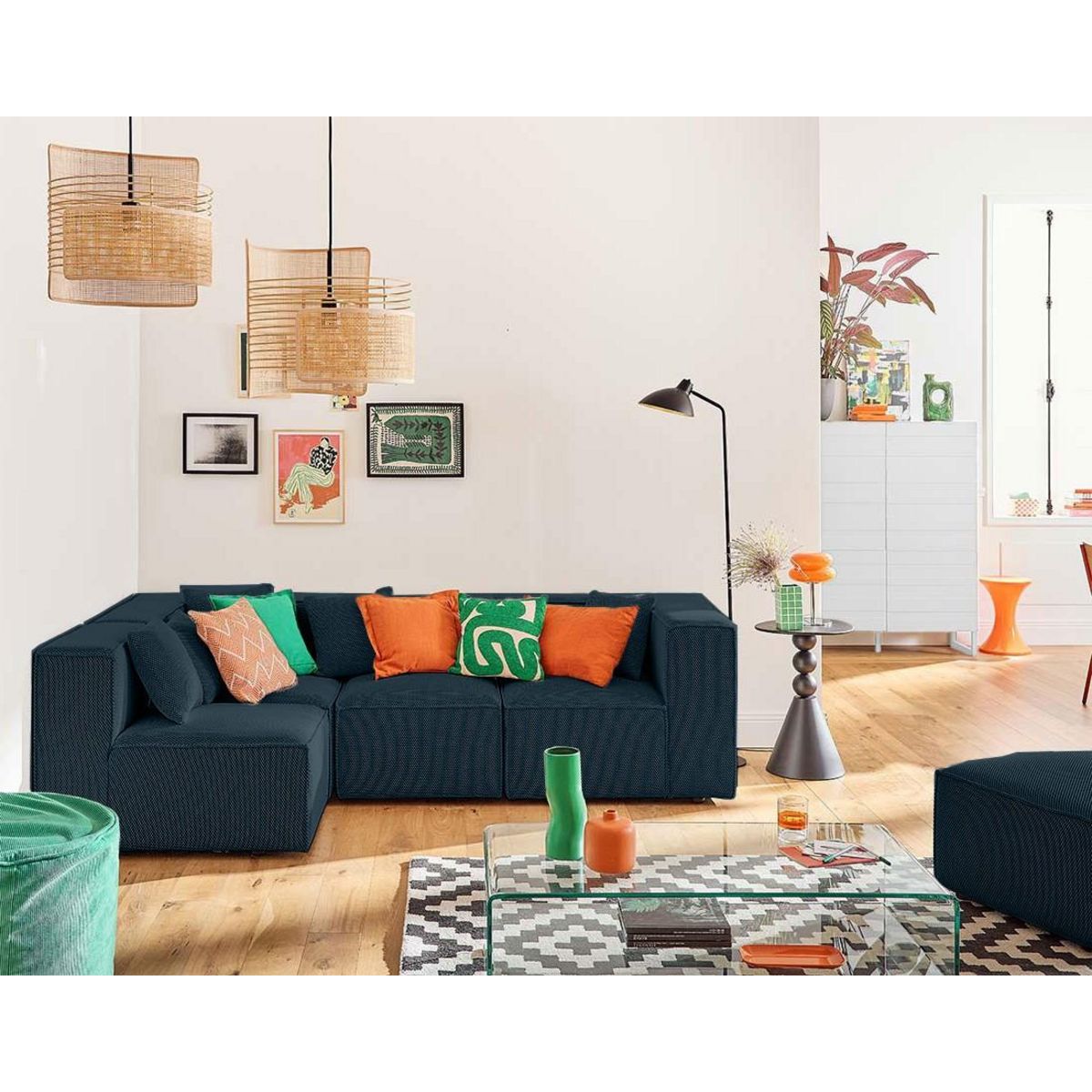 LISA DESIGN Arty - canapé modulable d'angle gauche 5 places - en tissu mailles 3d