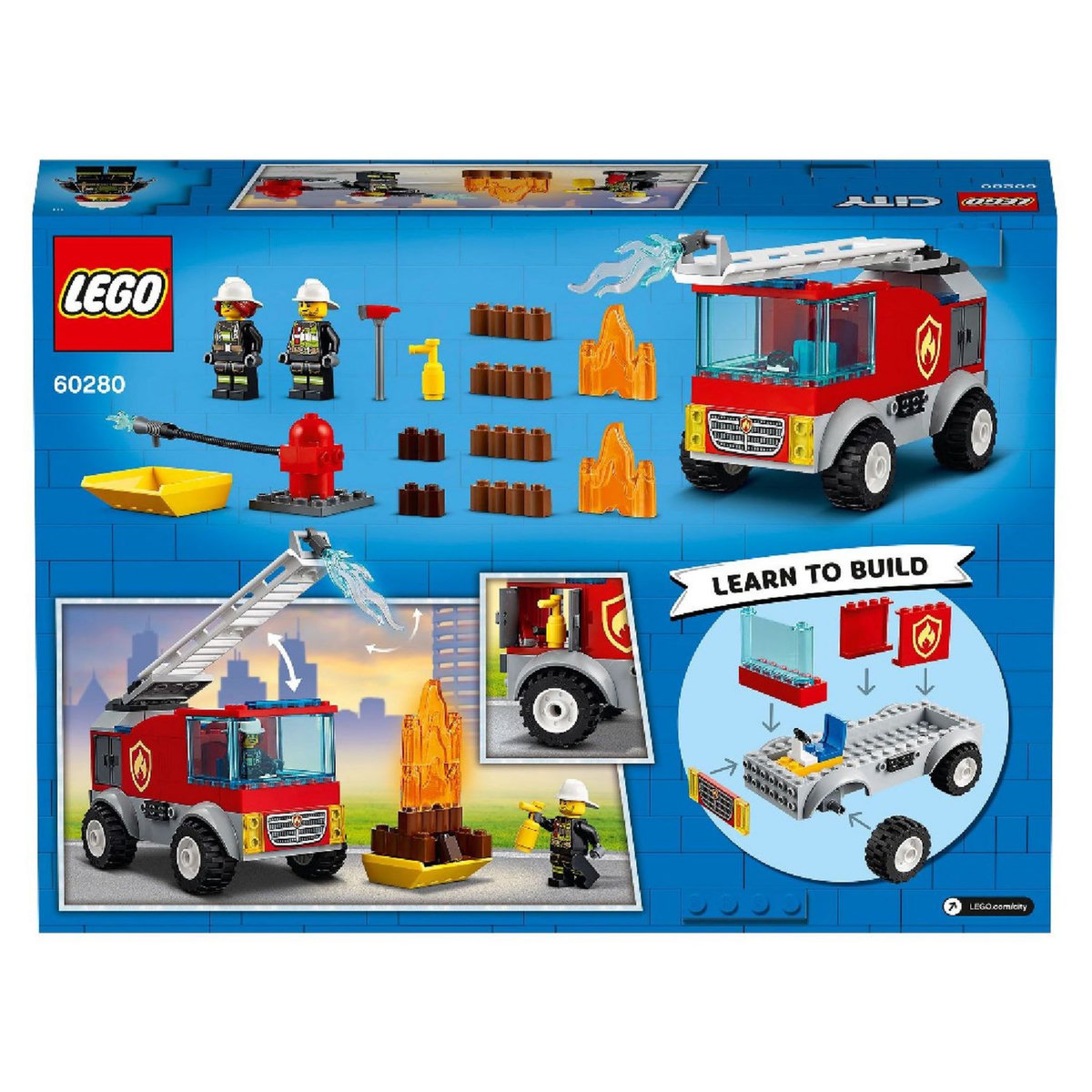 LEGO City 60280 Le Camion des Pompiers avec Échelle, Jouet Éducatif, Minifigurine, Véhicule