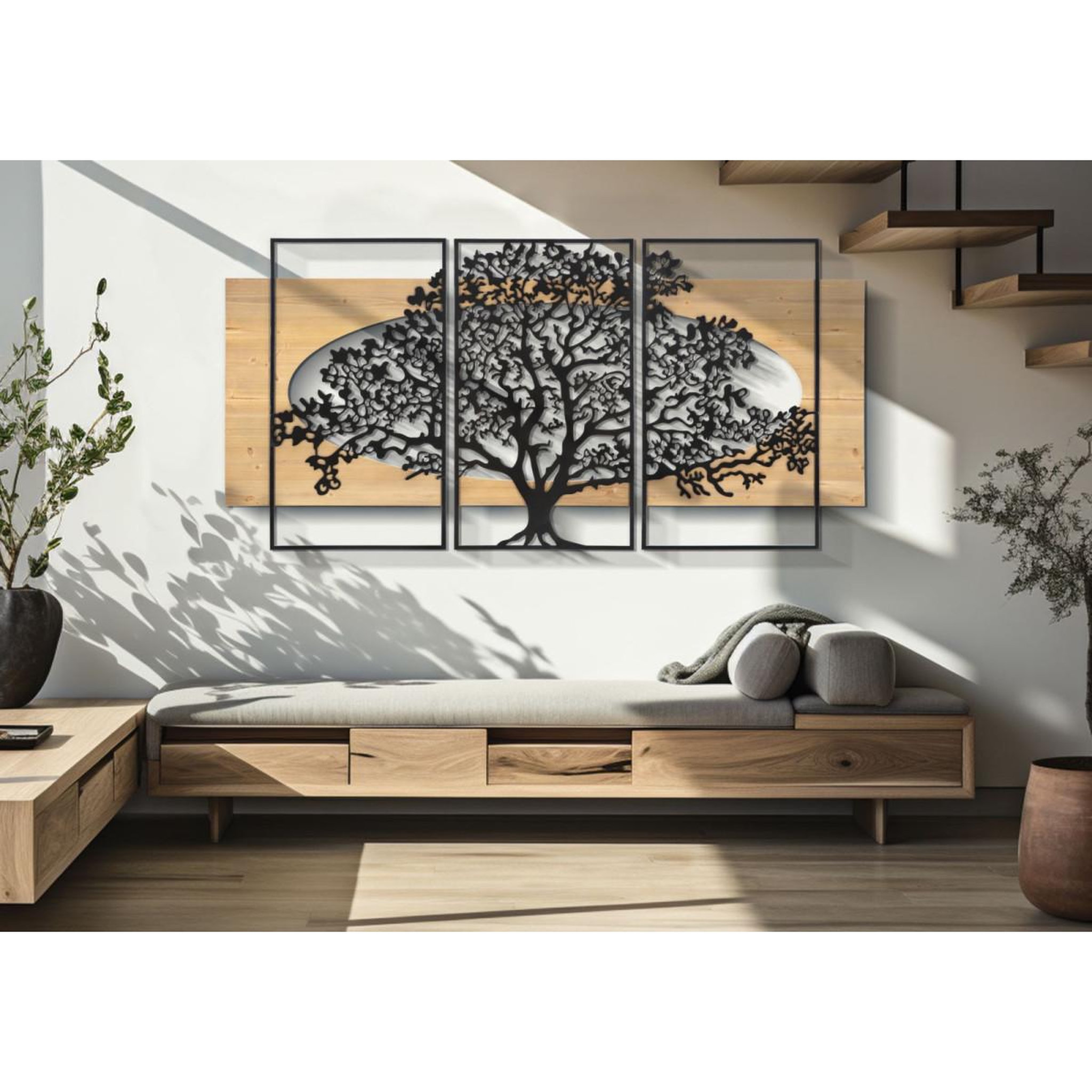 Voir la diapositive 5 : Paris Prix Déco murale encadrée  arbre  176cm naturel & noir