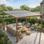 Voir la diapositive 6 : CONCEPT USINE Pergola bioclimatique structure et lames orientables en aluminium effet bois 4x3m RHODES