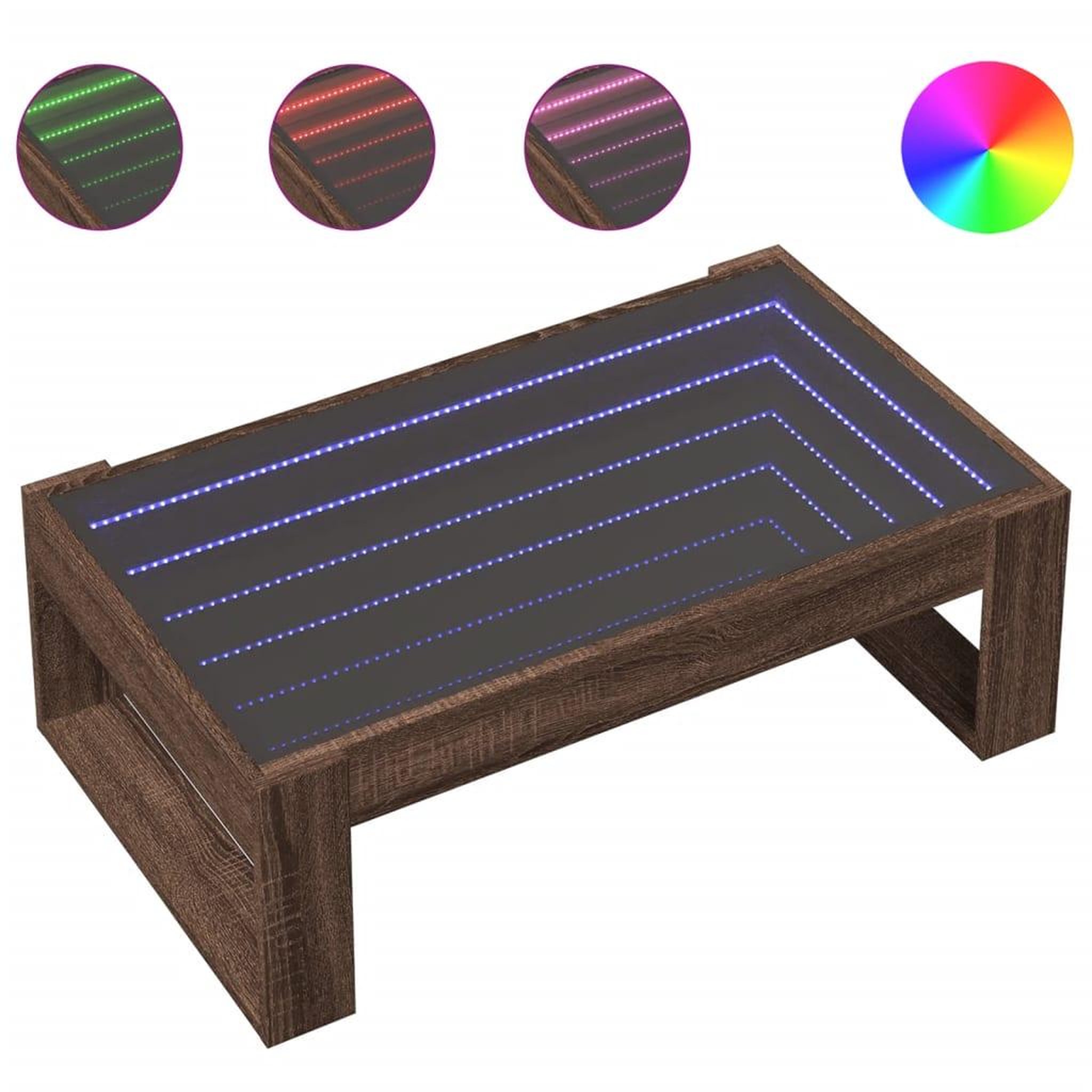 Voir la diapositive 2 : VIDAXL Table basse avec LED infini chene marron 90x53x30 cm