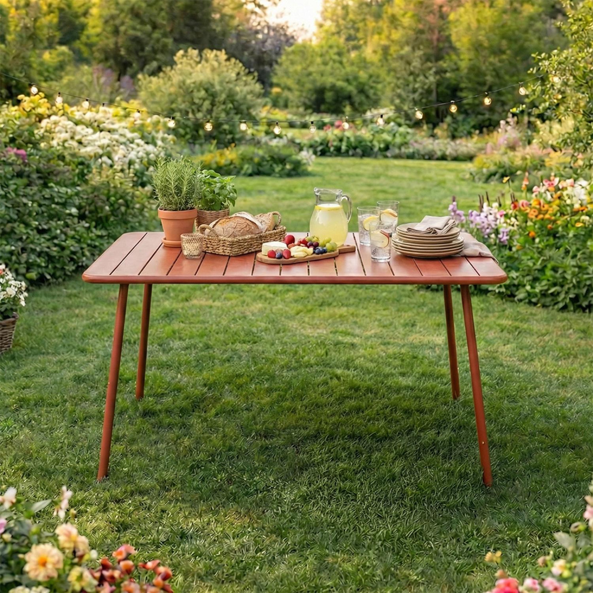 Voir la diapositive 5 : CONCEPT USINE Table de jardin 4 à 6 places 120cm terracotta bergame