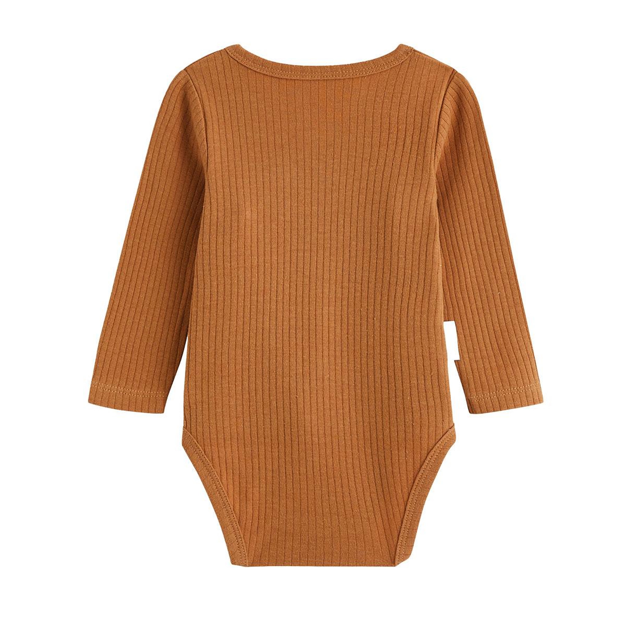 Voir la diapositive 3 : PETIT BEGUIN Lot de 3 bodies bébé manches longues ouverture croisée caramel