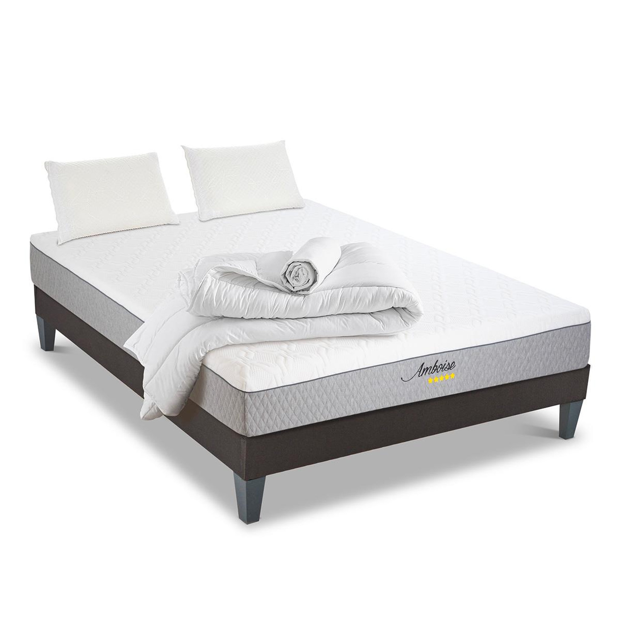 Voir la diapositive 3 : BELLECOUR Bellecour literie | pack prêt à dormir amboise | matelas mémoire de forme + sommier + accessoires