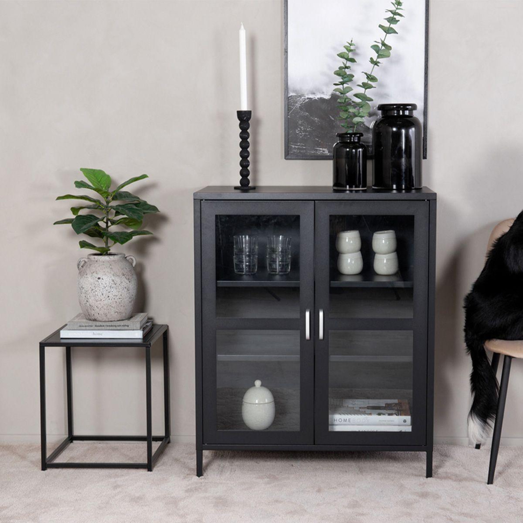 Voir la diapositive 5 : Paris Prix Vitrine 2 portes  acero  97cm noir