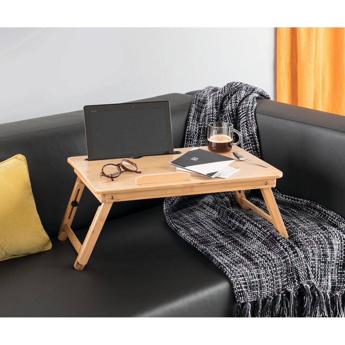 FIVE Plateau en bambou avec pieds réglables en hauteur