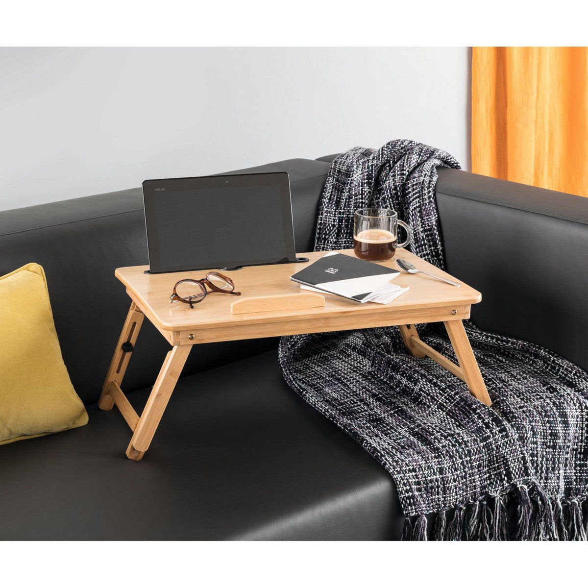 FIVE Plateau en bambou avec pieds réglables en hauteur