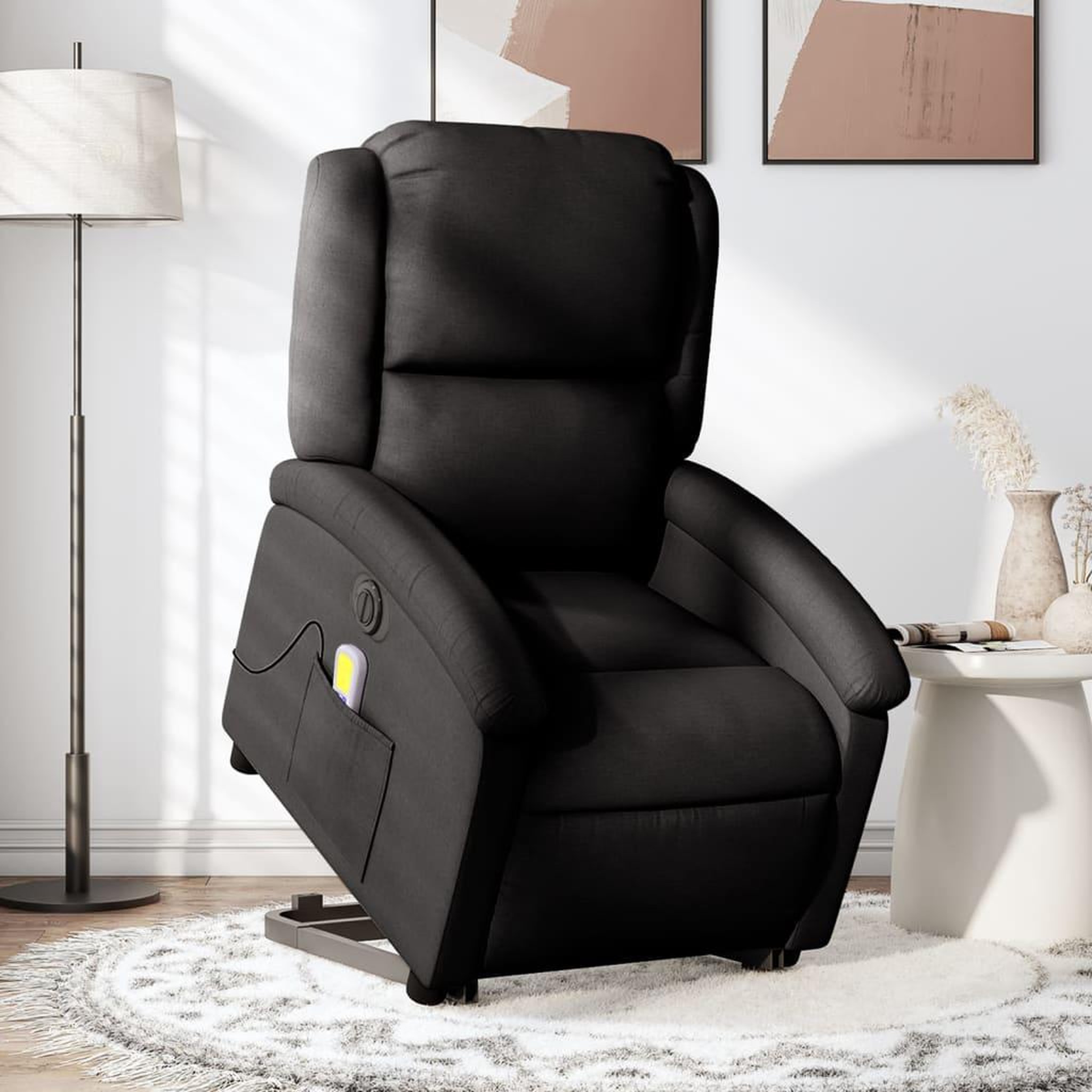 VIDAXL Fauteuil inclinable de massage electrique Noir Tissu