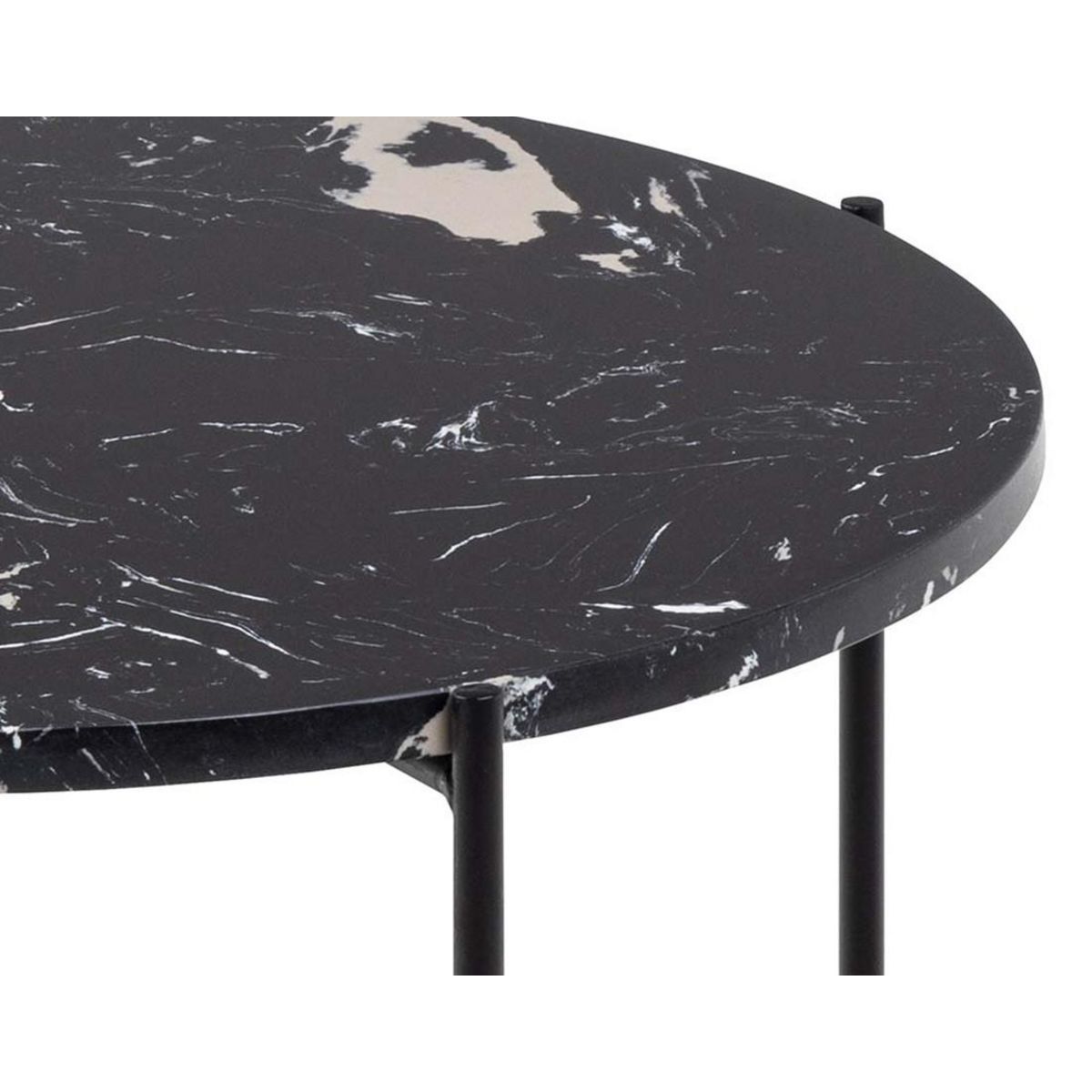 LISA DESIGN Ezaro - table basse ronde - 52 cm - plateau en marbre - pieds en acier