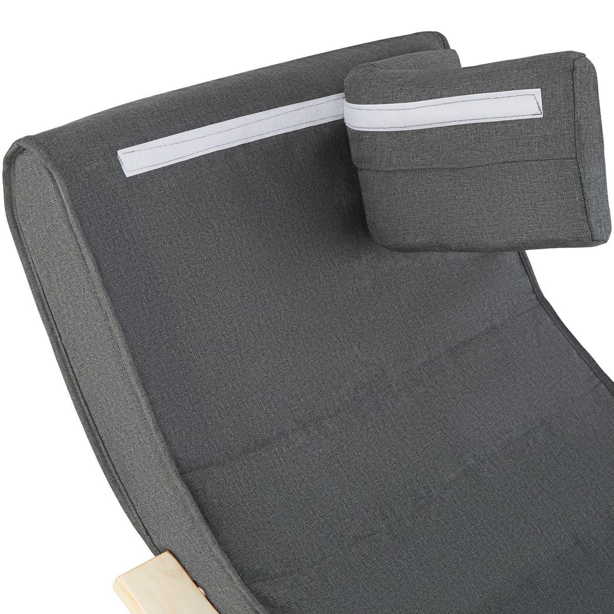 tectake Fauteuil à bascule Avec des accoudoirs, cadre en bois de bouleau gris foncé