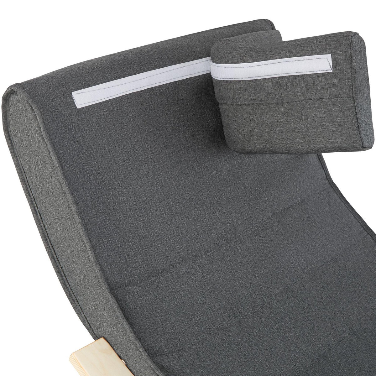 tectake Fauteuil à bascule Avec des accoudoirs, cadre en bois de bouleau gris foncé