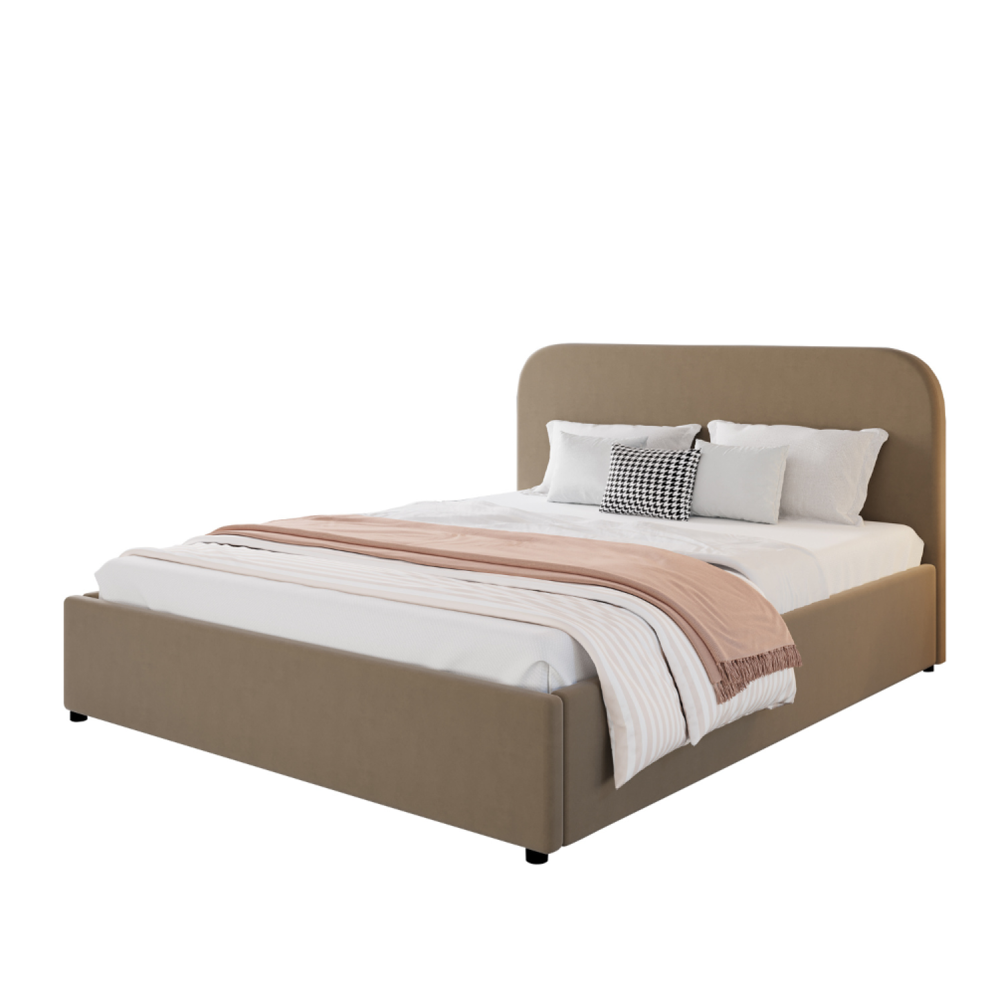 Voir la diapositive 6 : CONCEPT USINE Lit avec coffre de rangement 160x200cm velours taupe houston