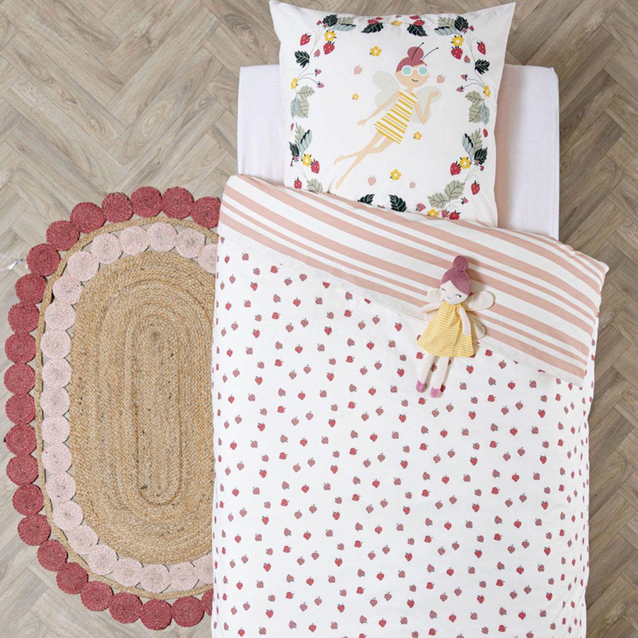 Voir la diapositive 1 : Atmosphera Kids Parure de Lit 2 Pièces  Summer  140x200cm Rose