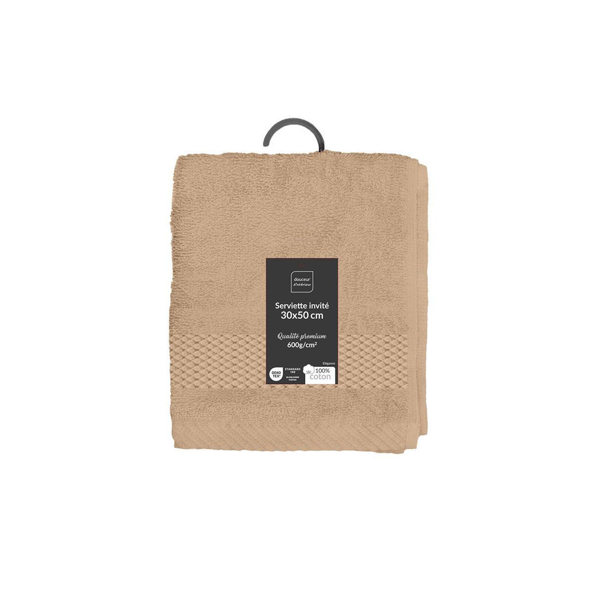 Voir la diapositive 6 : Douceur d'Intérieur Serviette Invité  Elegance  30x50cm Noisette