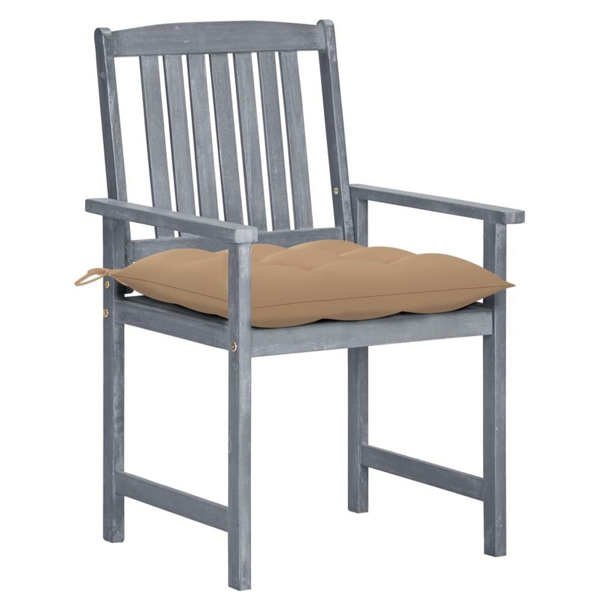 VIDAXL Chaises de jardin et coussins lot de 4 Gris Bois acacia massif