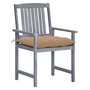 Voir la diapositive 2 : VIDAXL Chaises de jardin et coussins lot de 4 Gris Bois acacia massif