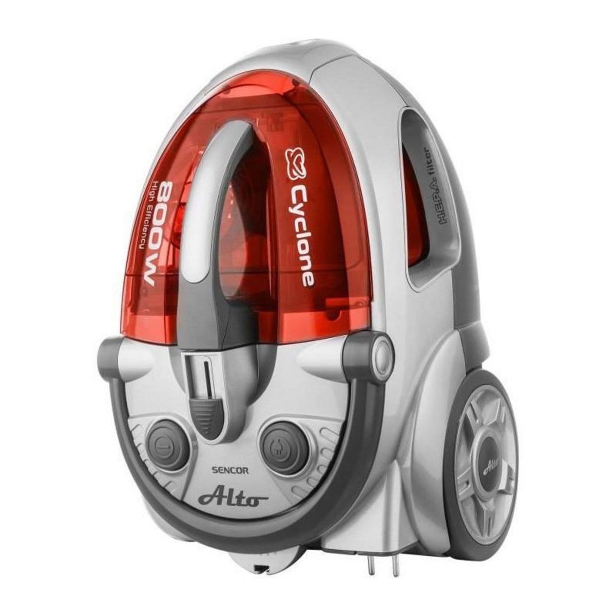 SENCO Aspirateur sans sac - SENCOR - SVC 730RD-EUE2 - Moteur ECO 800 W - 76 dBA - 1,5 L - Systeme Cyclone - Argent / Rouge