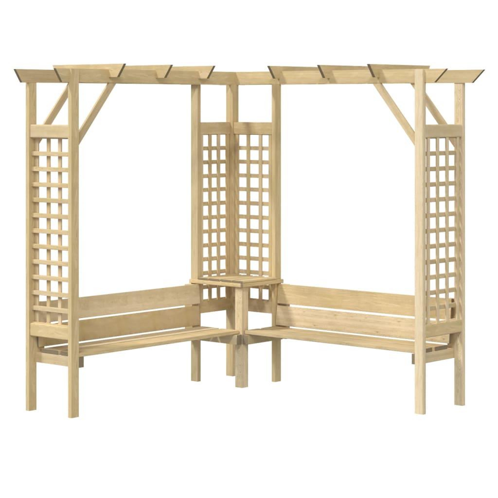 Voir la diapositive 2 : VIDAXL Pergola d'angle avec banc Bois de pin impregne