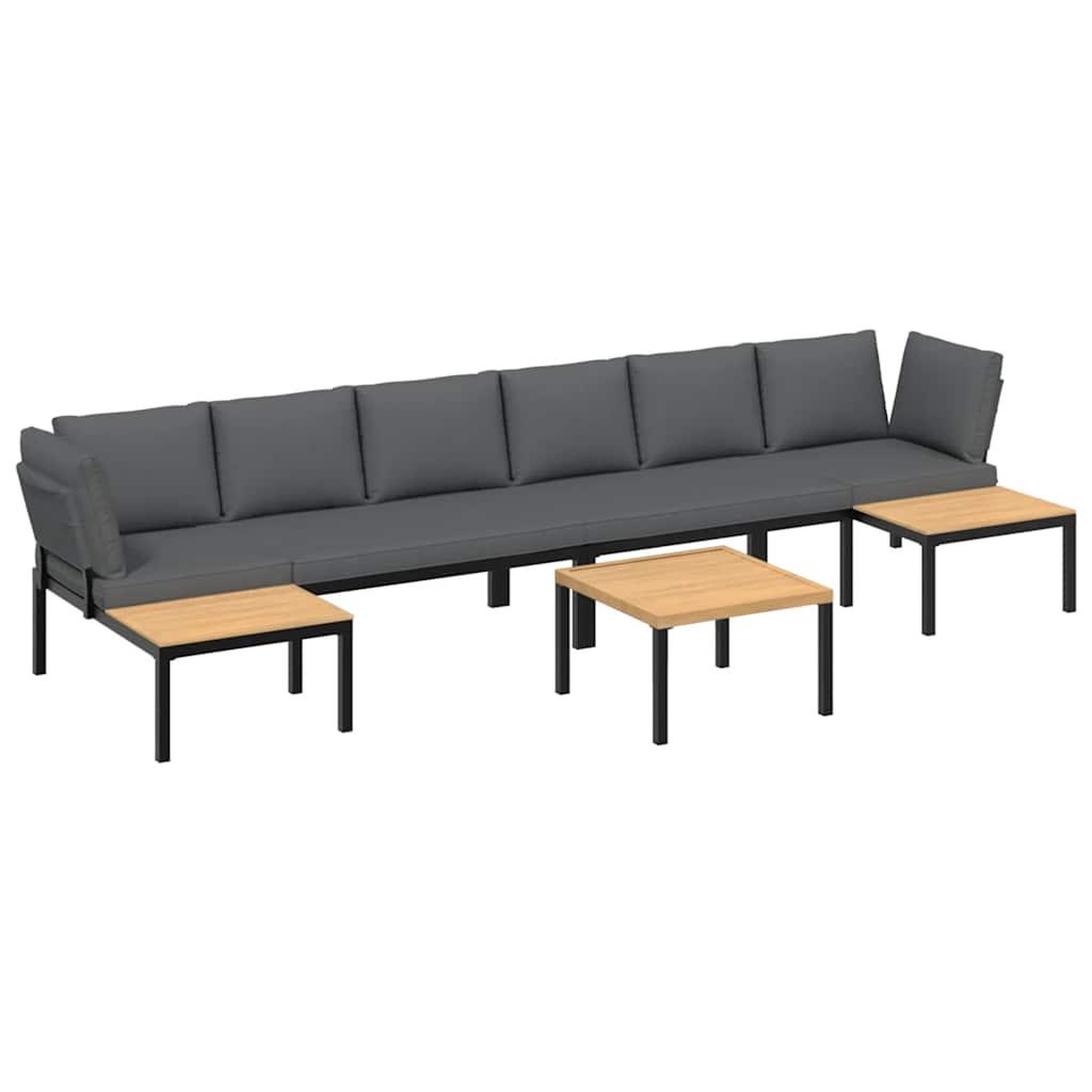 Voir la diapositive 2 : VIDAXL Salon de jardin 5 pcs avec coussins noir aluminium